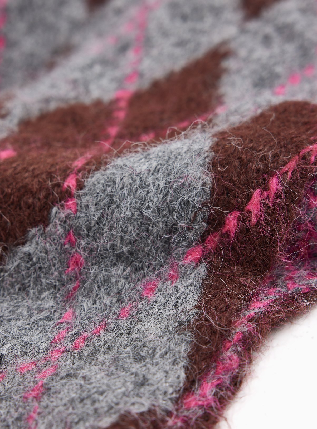 Pink, Burgundy & Grey Argyle Knitted Scarf One Size - Image 3 thumbnail